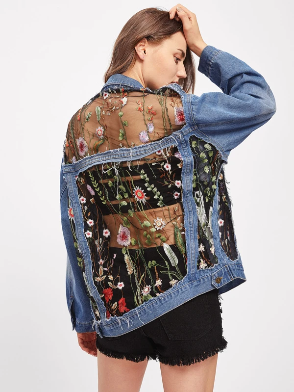 mesh denim jacket
