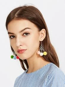 Aretes caídos glamorosos con multi pompones - Multicolor - Ver 2