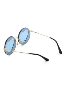 Gafas de moda redondas con diseño de corazón superpuesto - Azul - Ver 2