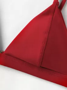 Conjunto de bikini con tanga de pierna alta y triángulo para verano en la playa - Rojo - Ver 4