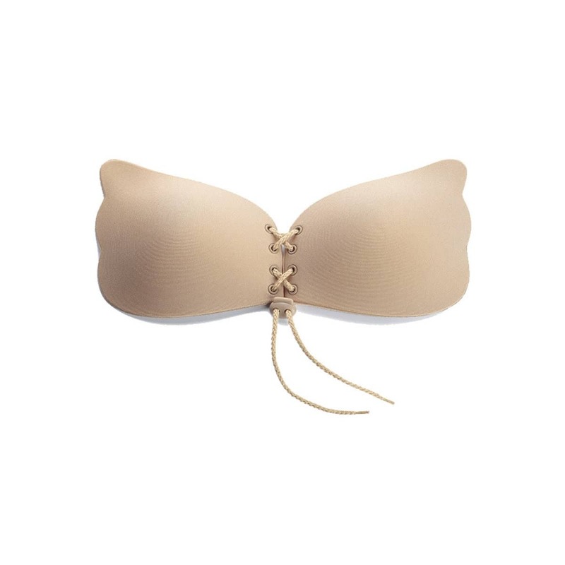 

Seamless Lace Up Push Up Self Adhesive Bra, Nude
