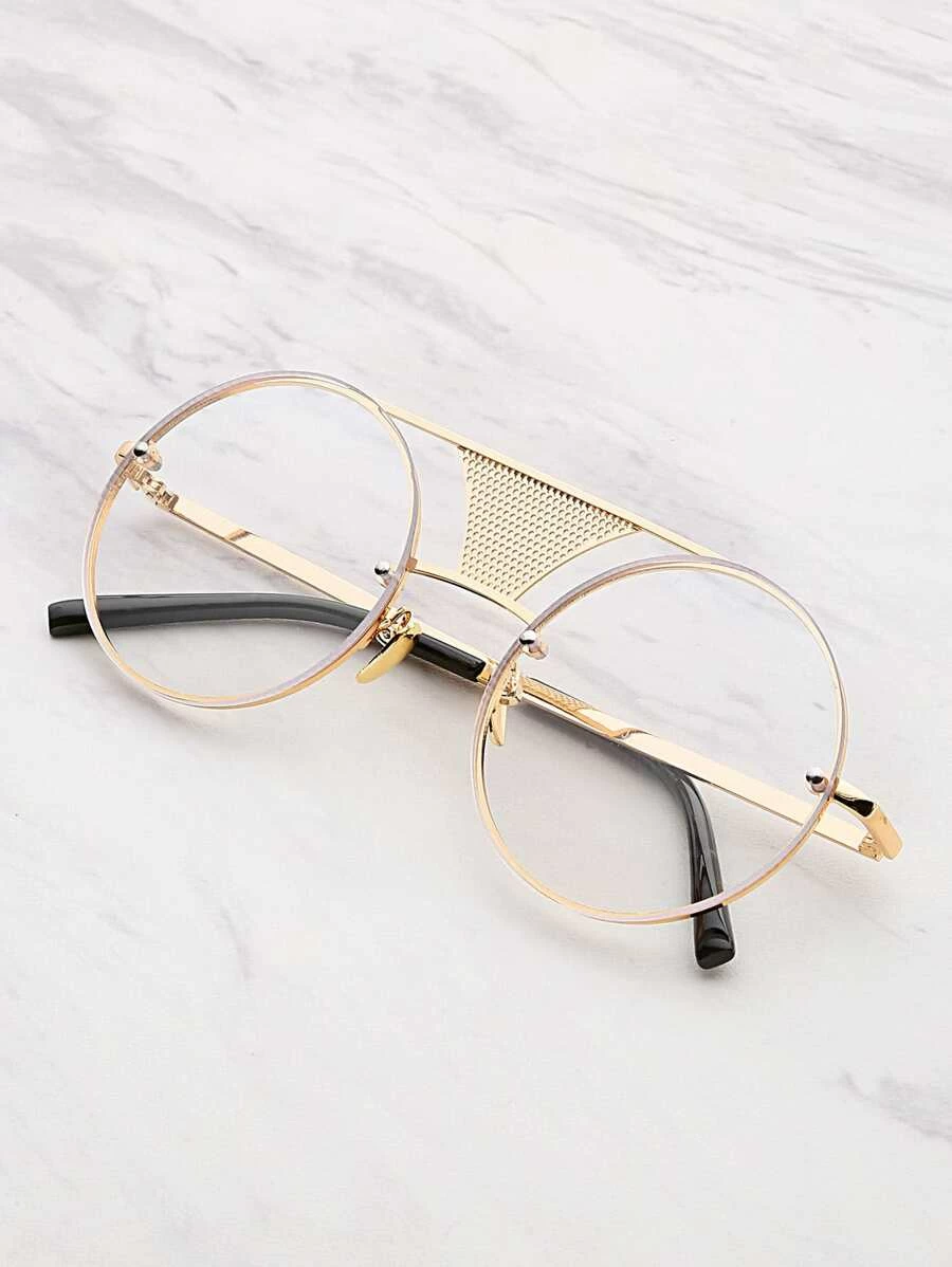 Double Bridge Rimless Round Glasses | SHEIN USA