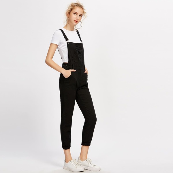 

Ripped Rolled Hem Denim Dungaree