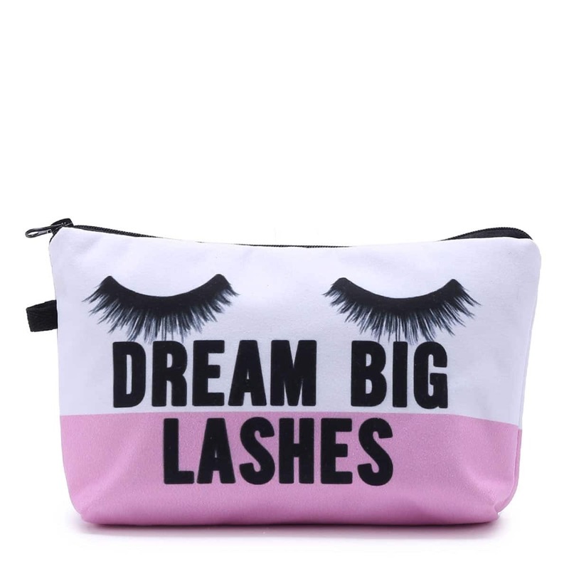 

Eyelash Print Color Block Makeup Bag, Multicolor