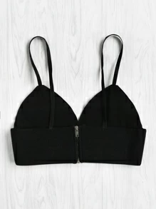 Faux Leather Corset With Strap - Black - View 5