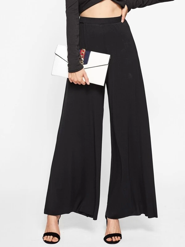 SHEIN Zwarte broek met brede pijpen | SHEIN Nederland