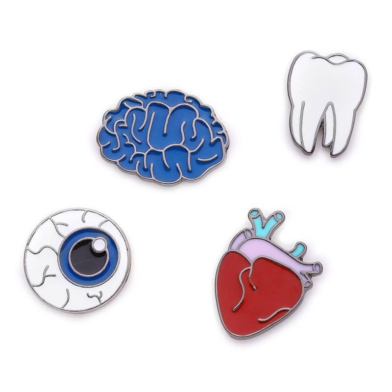 

Multi Shaped Brooch Set 4pcs, Multicolor