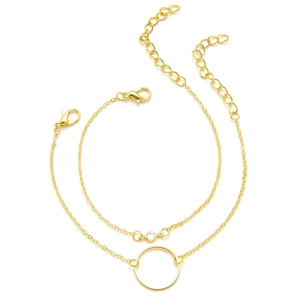

Rhinestone & Ring Detail Chain Bracelet 2pcs