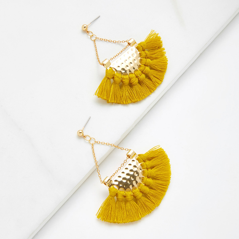 

Mini Tassel Fan Shaped Earrings, Yellow