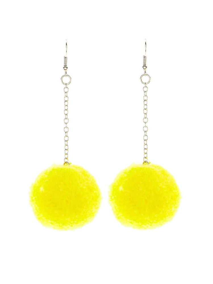 Pom Pom Design Drop Earrings - Màu vàng - Xem 2