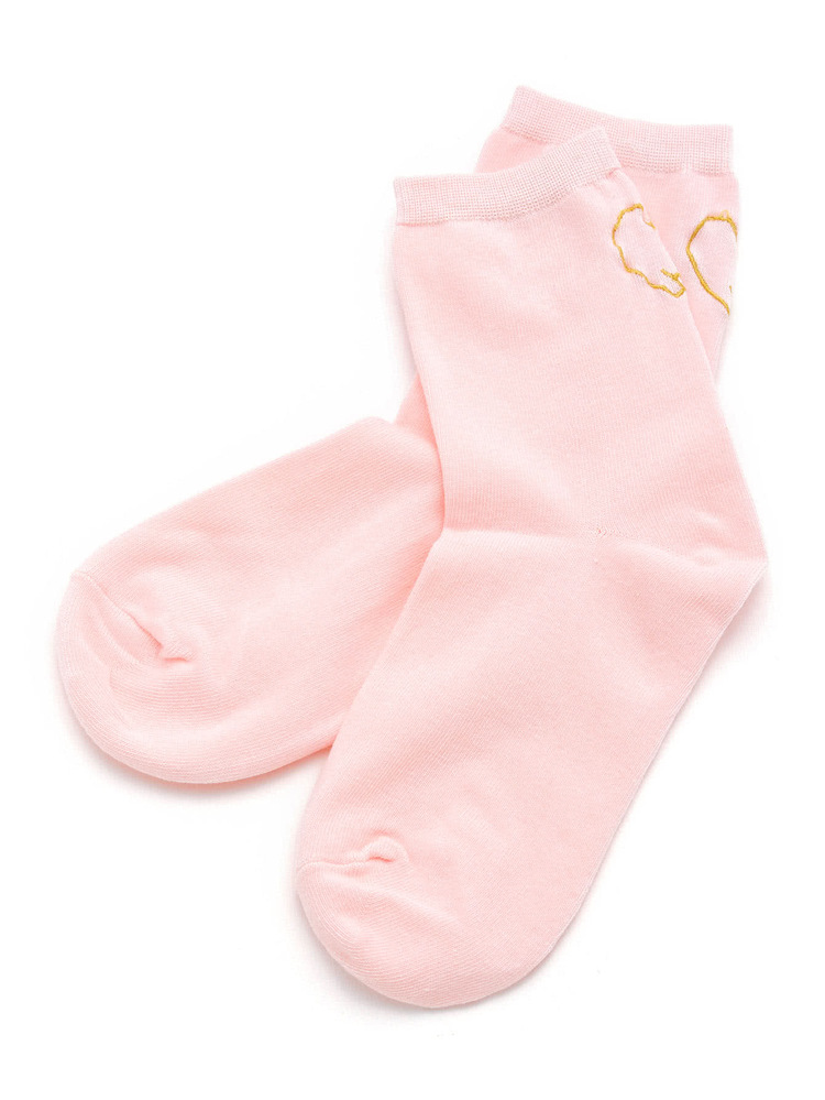 Calcetines tobilleros con bordado de corazón - Rosa - Añade 2