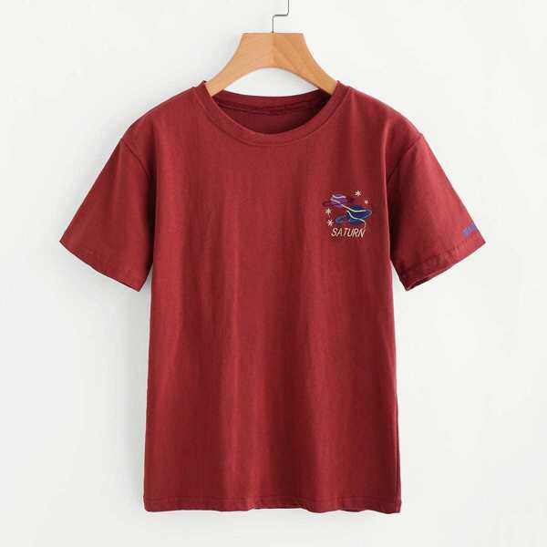

Graphic Embroidered Graphic Tee, Red