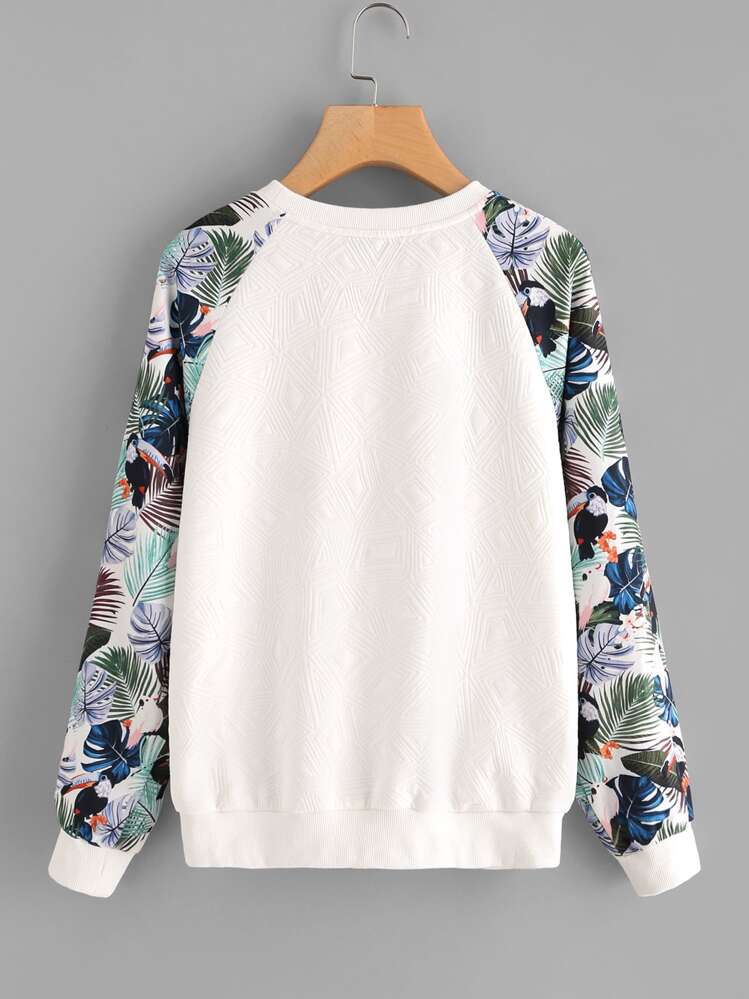 SHEIN Sweatshirt med blommiga relganärmar - Multifärgad - Visa 4