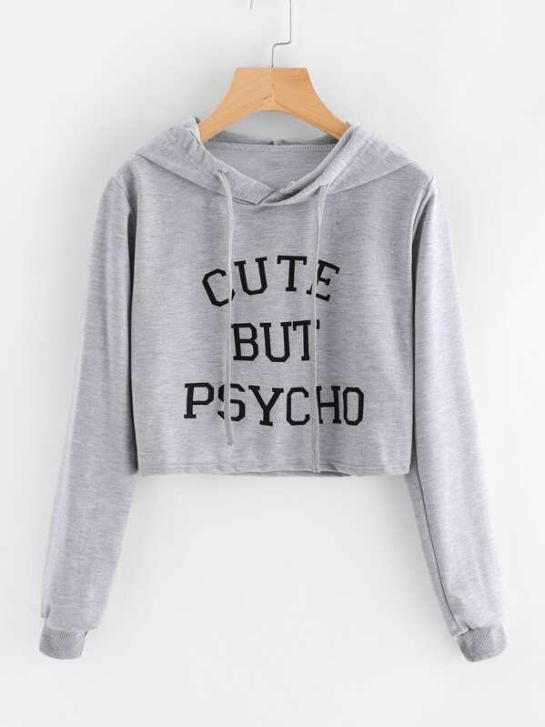 

Slogan Graphic Hoodie, Grey