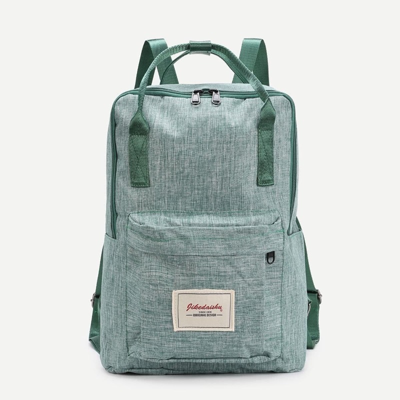 

Patch Detail Double Handle Canvas Backpack, Green
