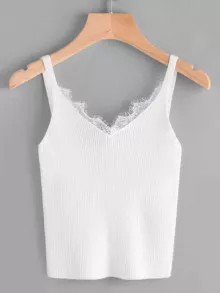 Veste découpée en dentelle avec un nœud - Blanc - Voir 1