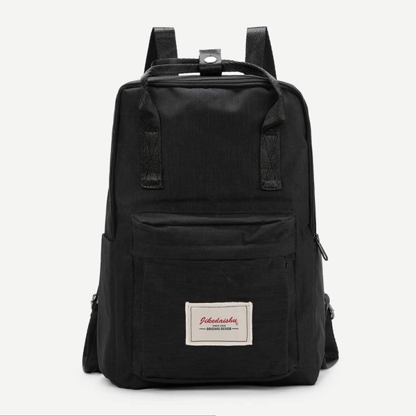 

Patch Detail Double Handle Canvas Backpack, Black