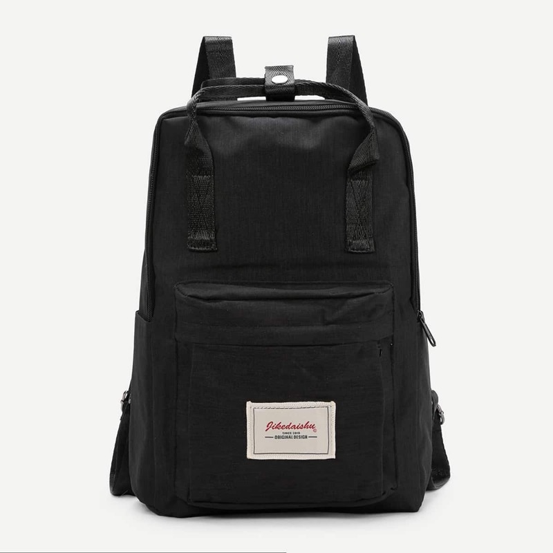 

Patch Detail Double Handle Canvas Backpack, Black