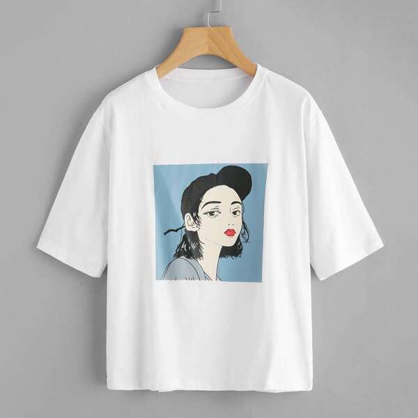 

Girl Print Tee, White