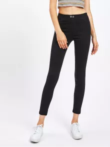 SHEIN Unity High Waist High Stretch Skinny Ankle Jeggings - Black - View 3
