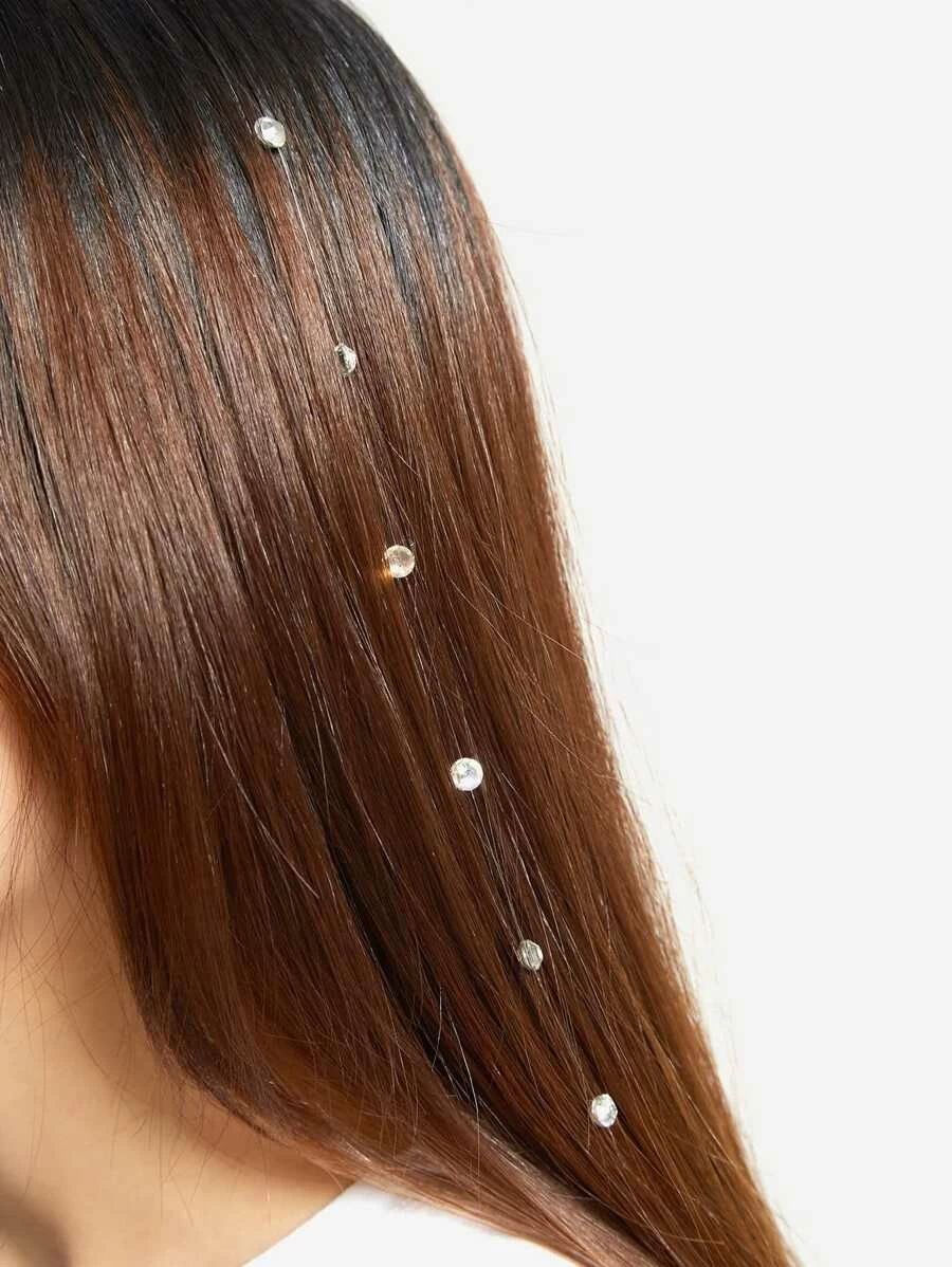 Clip In Rhinestone Thread Hair Charm - 실버 - 보기 1