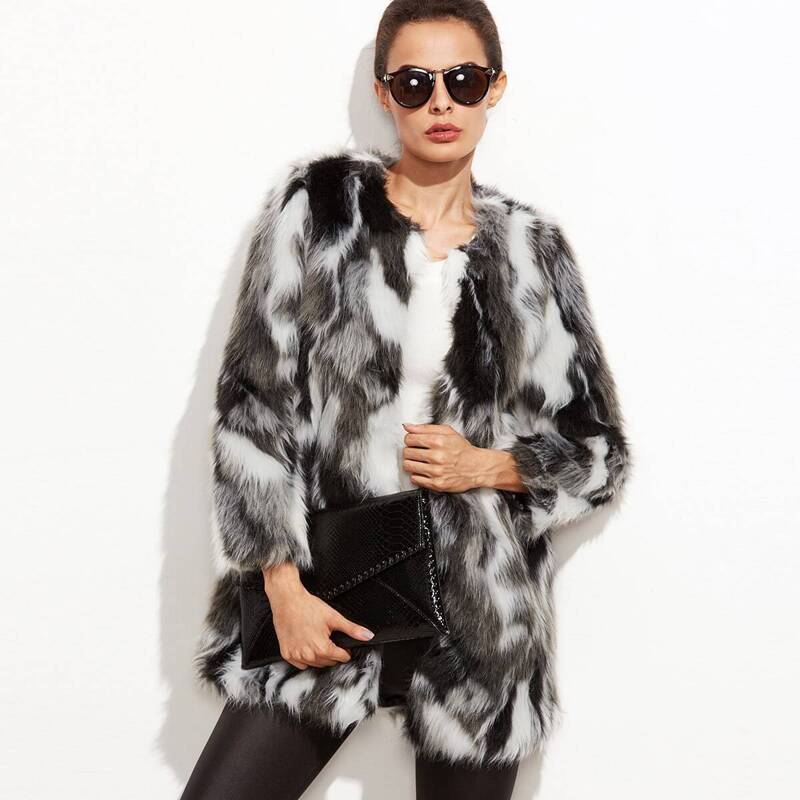 

Open Front Fuzzy Coat, Multicolor