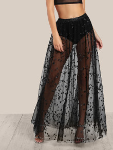 Star Flock Mesh Skirt
