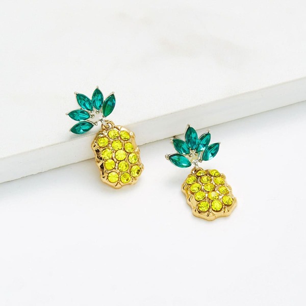 

Rhinestone Overlay Pineapple Shaped Earrings