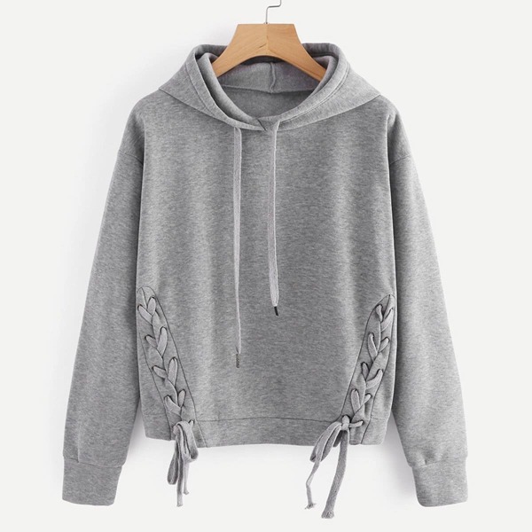 

Lace Up Side Marled Hoodie