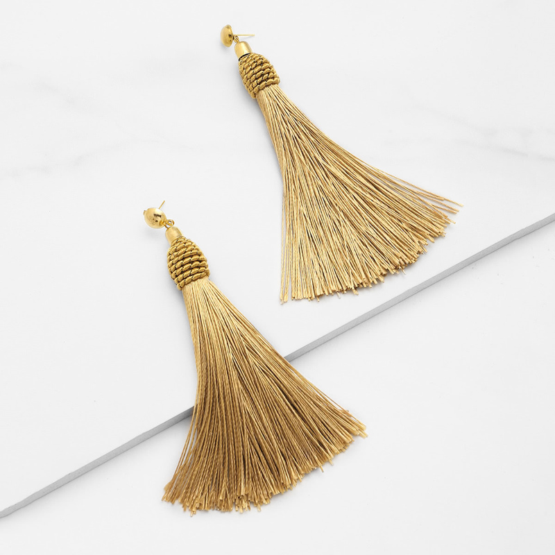 

Tassel Statement Drop Earrings, Gold