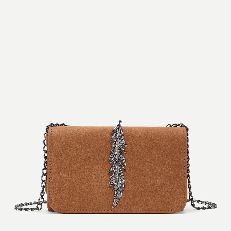 

Metal Leaf Crossbody Bag, Brown