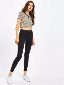 SHEIN Unity High Waist High Stretch Skinny Ankle Jeggings - Black - View 5