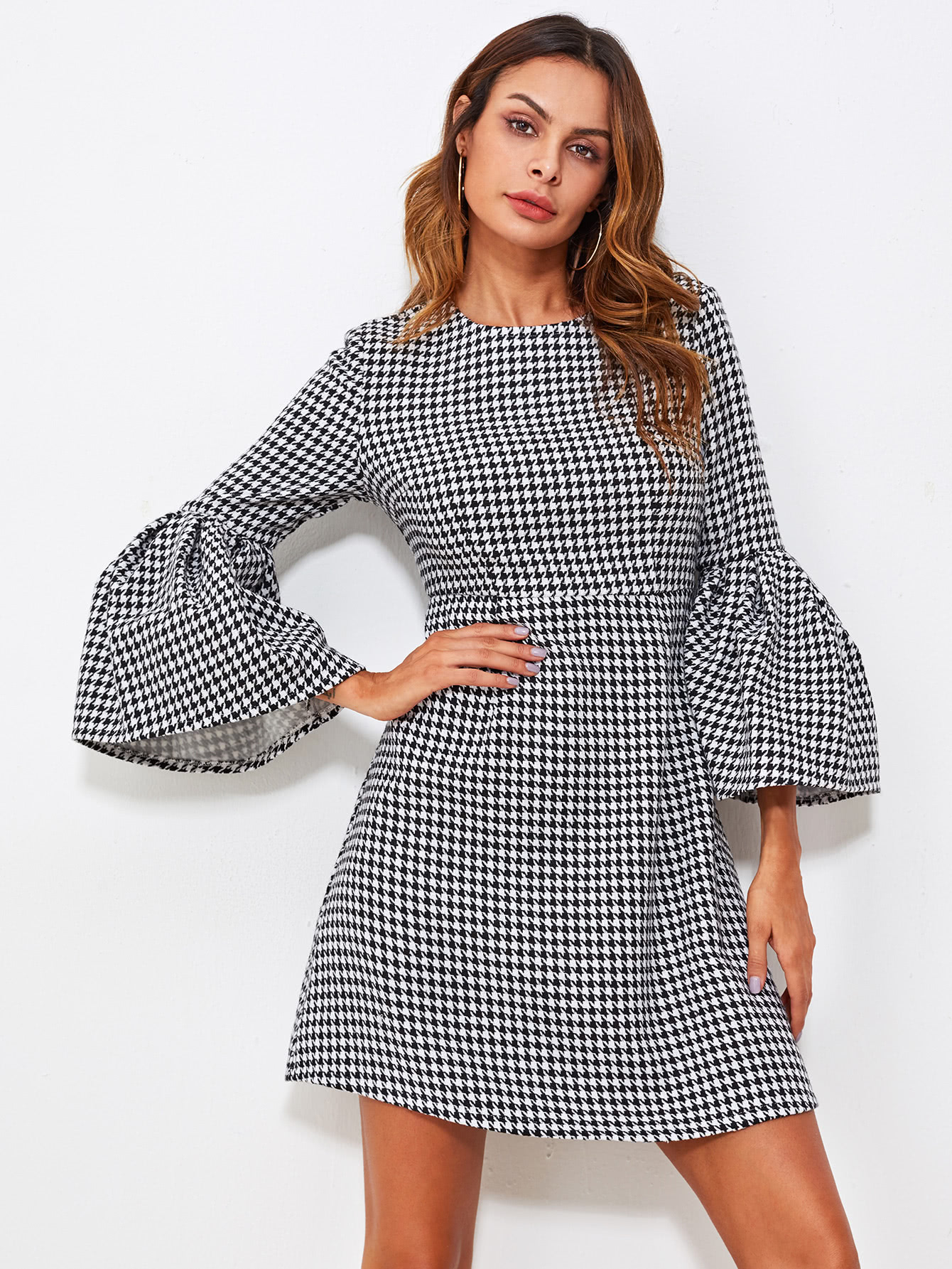 shein houndstooth dress