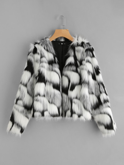 SHEIN Two Tone Open Front Coat