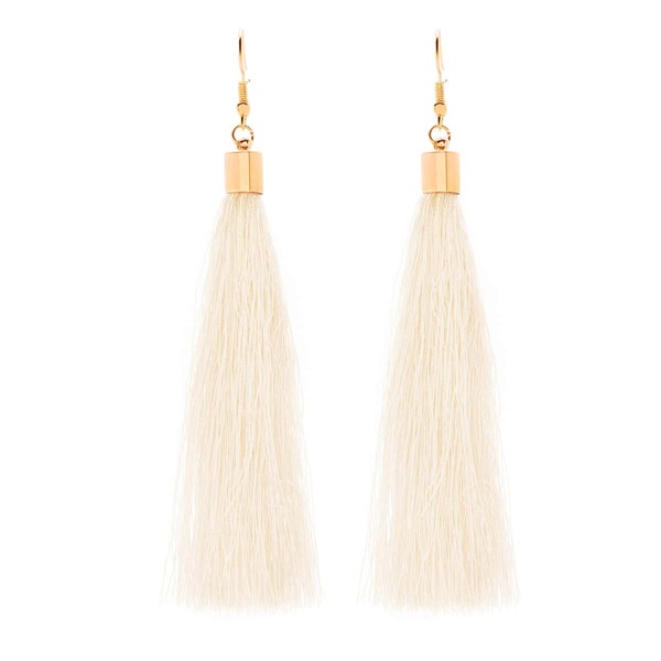 

Long Tassel Earrings, White