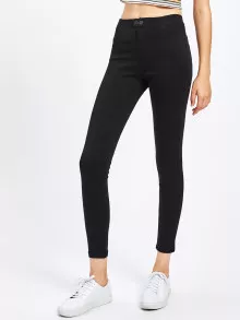 SHEIN Unity High Waist High Stretch Skinny Ankle Jeggings - Black - View 4