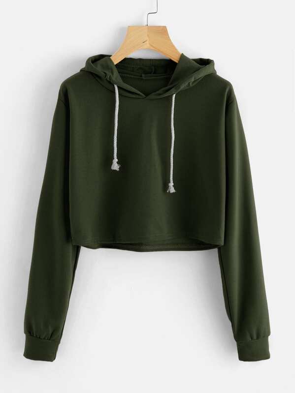 

С капюшоном Drawstring Crop Sweatshirt, null
