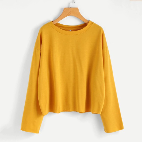 

Drop Shoulder Raw Trim Sweatshirt, Yellow