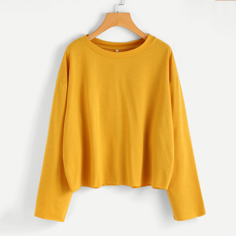 

Drop Shoulder Raw Trim Sweatshirt, Yellow