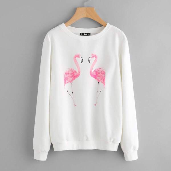 

Flamingo Print Sweatshirt, White