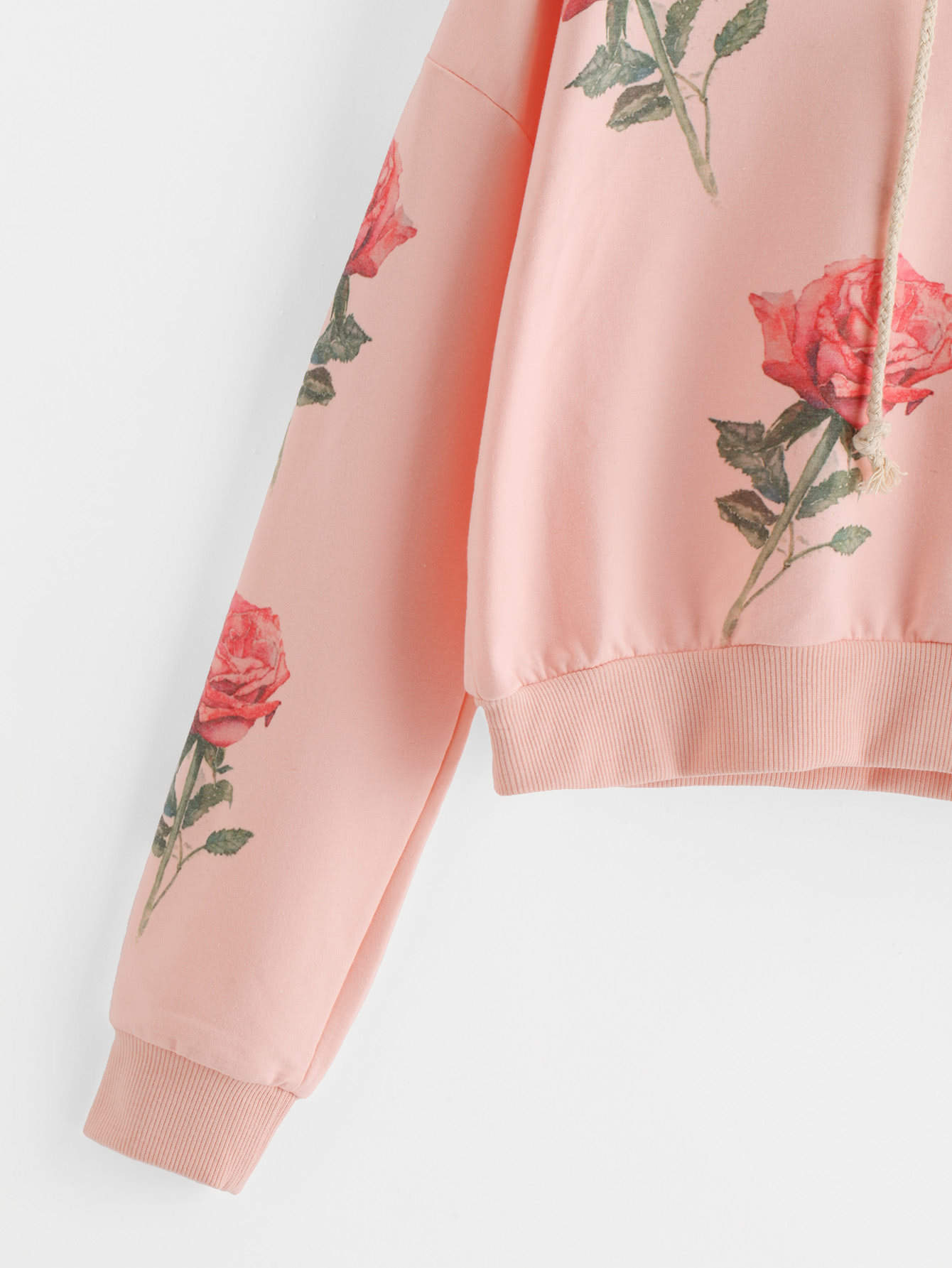 Rose Print Random Hoodie ROMWE