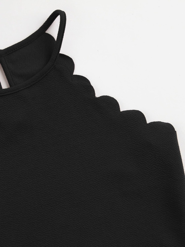 SHEIN Essnce Top corto halter con ribete festoneado - Negro - Añade 4