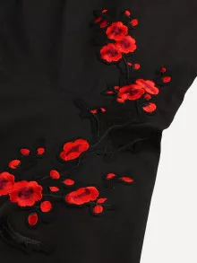 Dress Appliques Hitam Vintage - Hitam - View 3