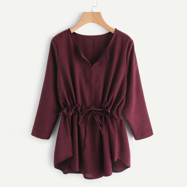 Drawstring Waist Frill Blouse