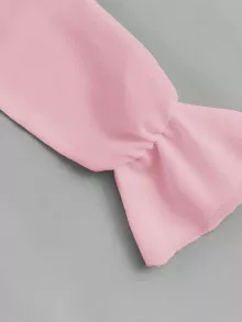 Blusa corta con hombros descubiertos - Rosa - Ver 3