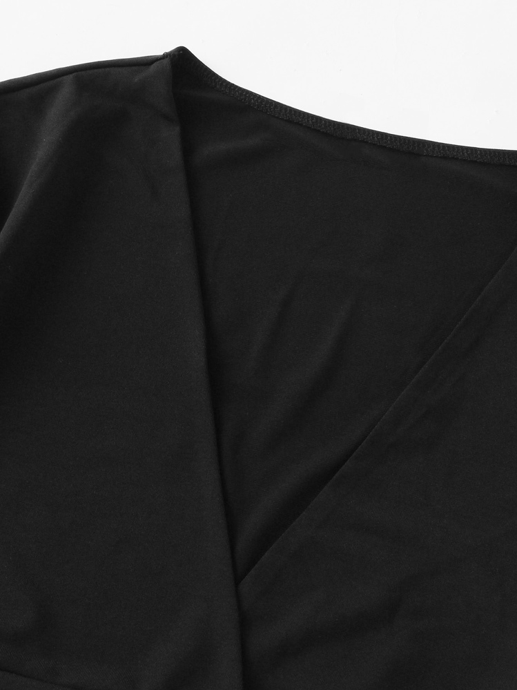 SHEIN Essnce Top corto cruzado con mangas de campana maxi - Negro - Añade 4