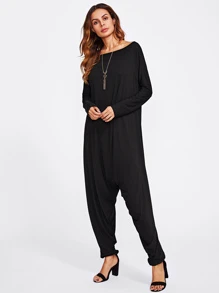 shein drop crotch jersey jumpsuit