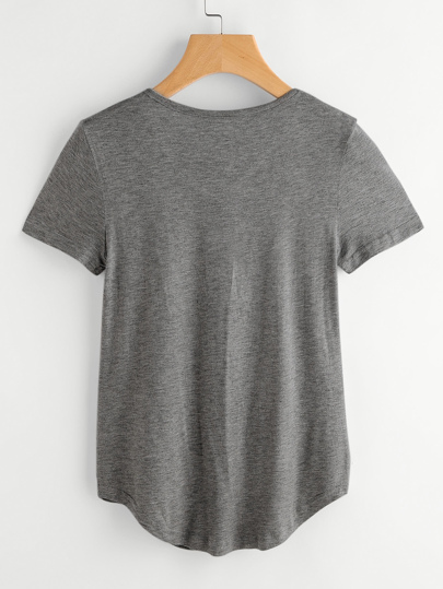 Curved Hem Marled T-shirt