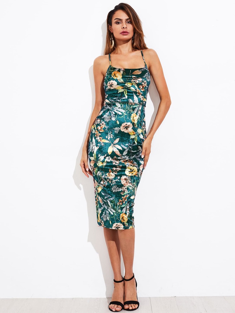 Hinten Mit Blumenaufdruck Kleid Und Schnürung OZuPkXi