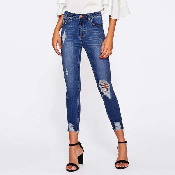 

Bleach Wash Distressed Jeans